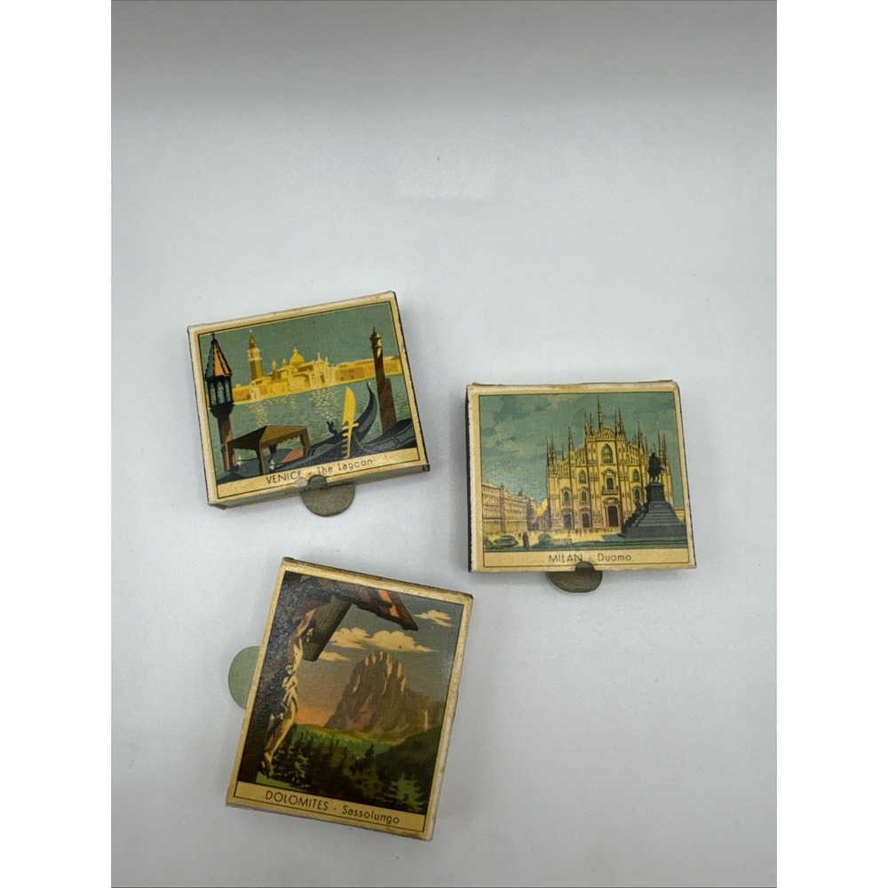 Vgt head thread Matchbox Italian Scenery venice milan dolomites Wax Matches set3